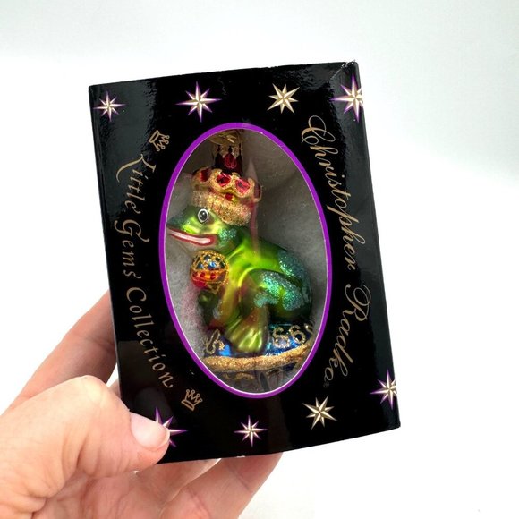 Royal Green Frog Christopher Radko JUST ONE KISS Christmas ornament Lil Gem - Picture 9 of 9